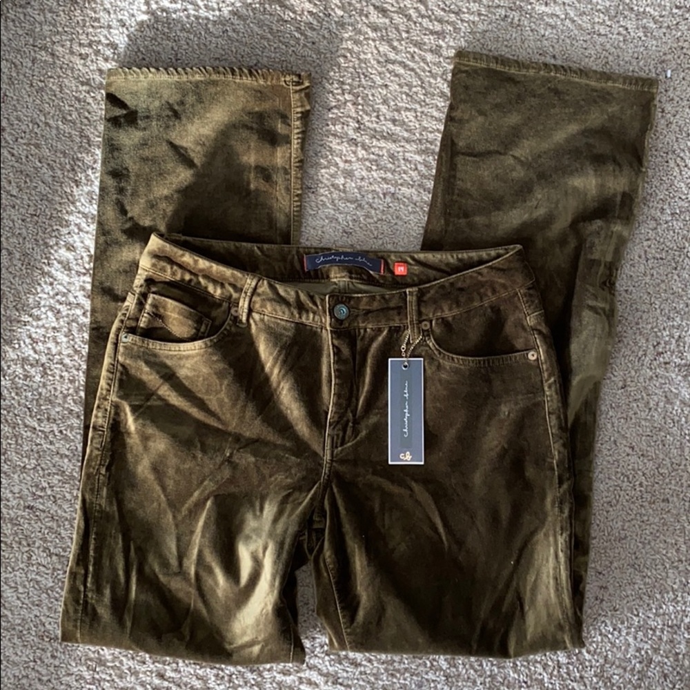 NEW Christopher blue olive green bootcut jeans 14
